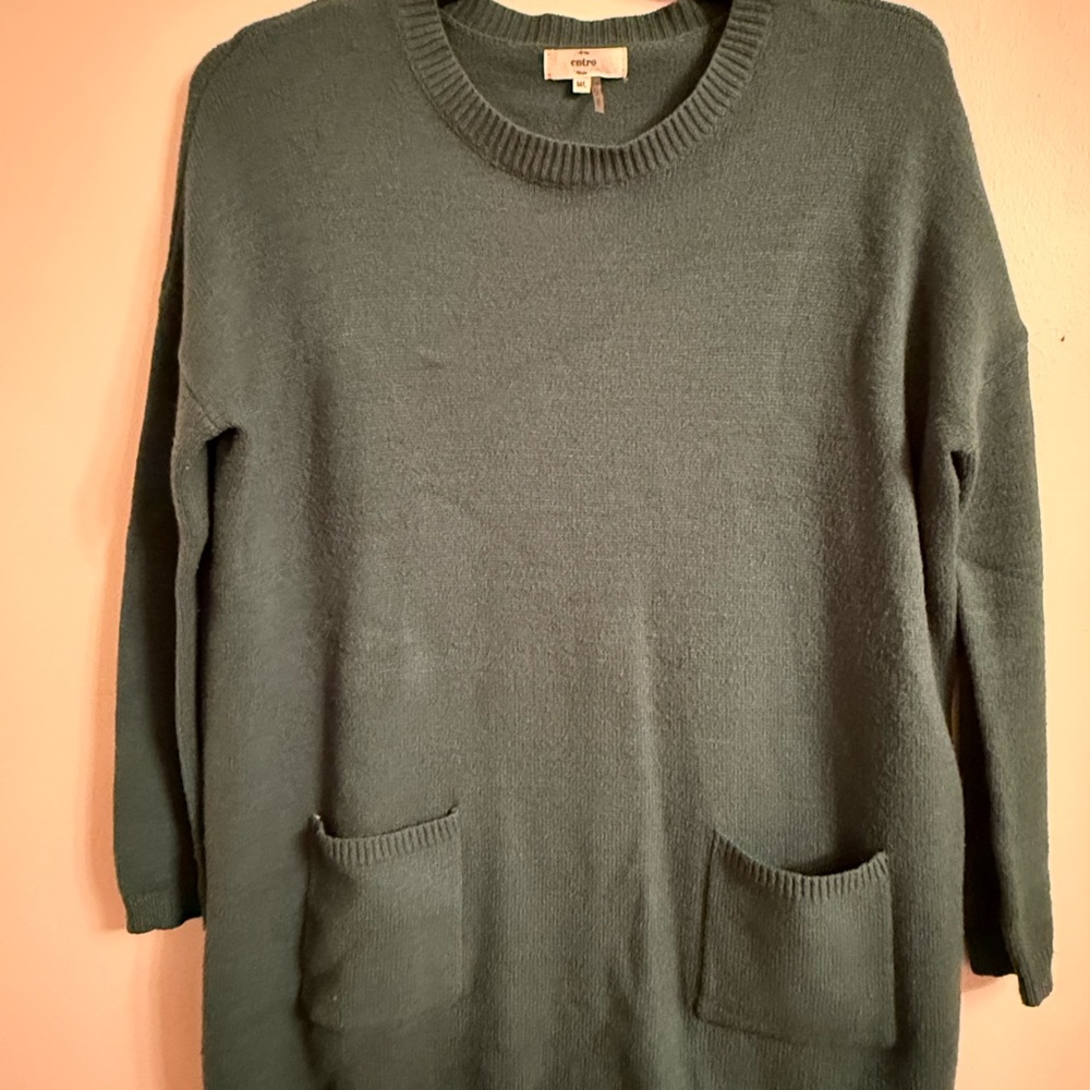 Entro Green Crew Neck Sweater Relaxed Fit